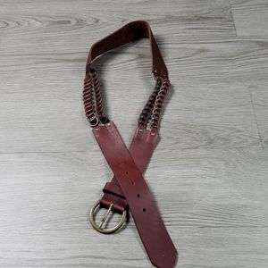 Mussi womens brown leather tooled belt sz 10